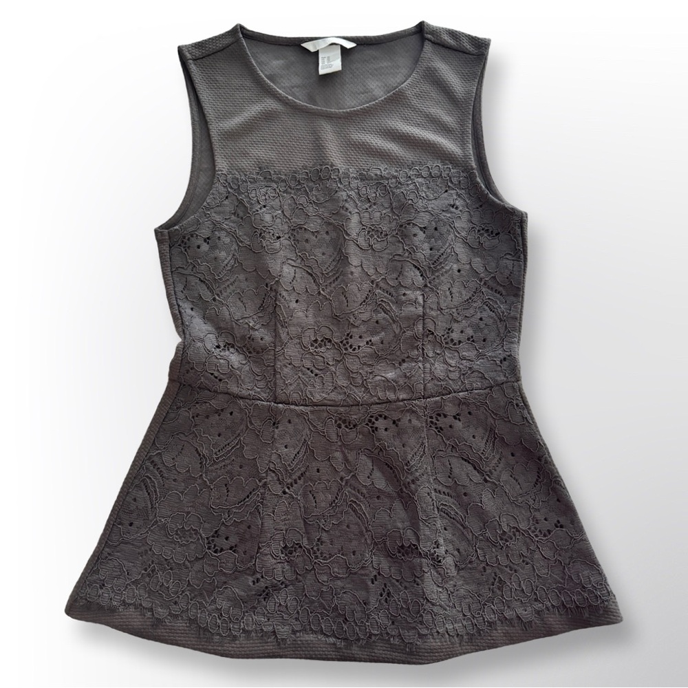 H&M Black Lace Peplum Top | Size XS
